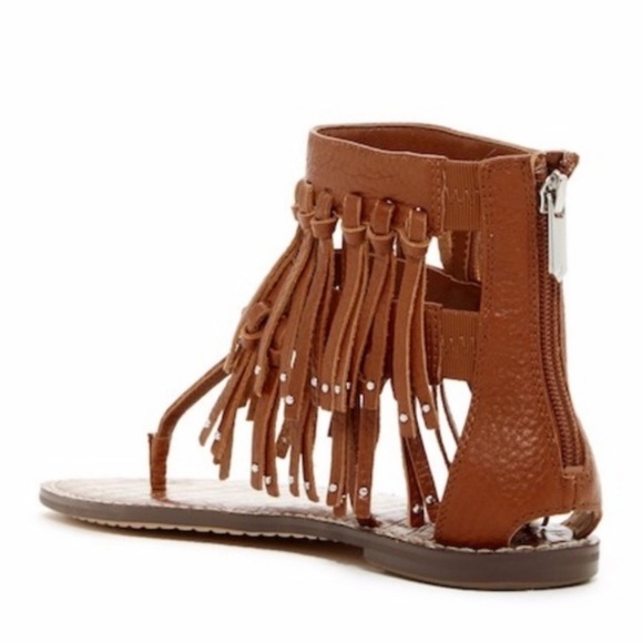 Sam Edelman “Griffen” Leather Brown fringe gladiator sandals 7.5M NWT - Picture 5 of 14